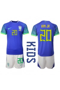 Brazilië Vinicius Junior #20 Babytruitje Uit tenue Kind WK 2022 Korte Mouw (+ Korte broeken)